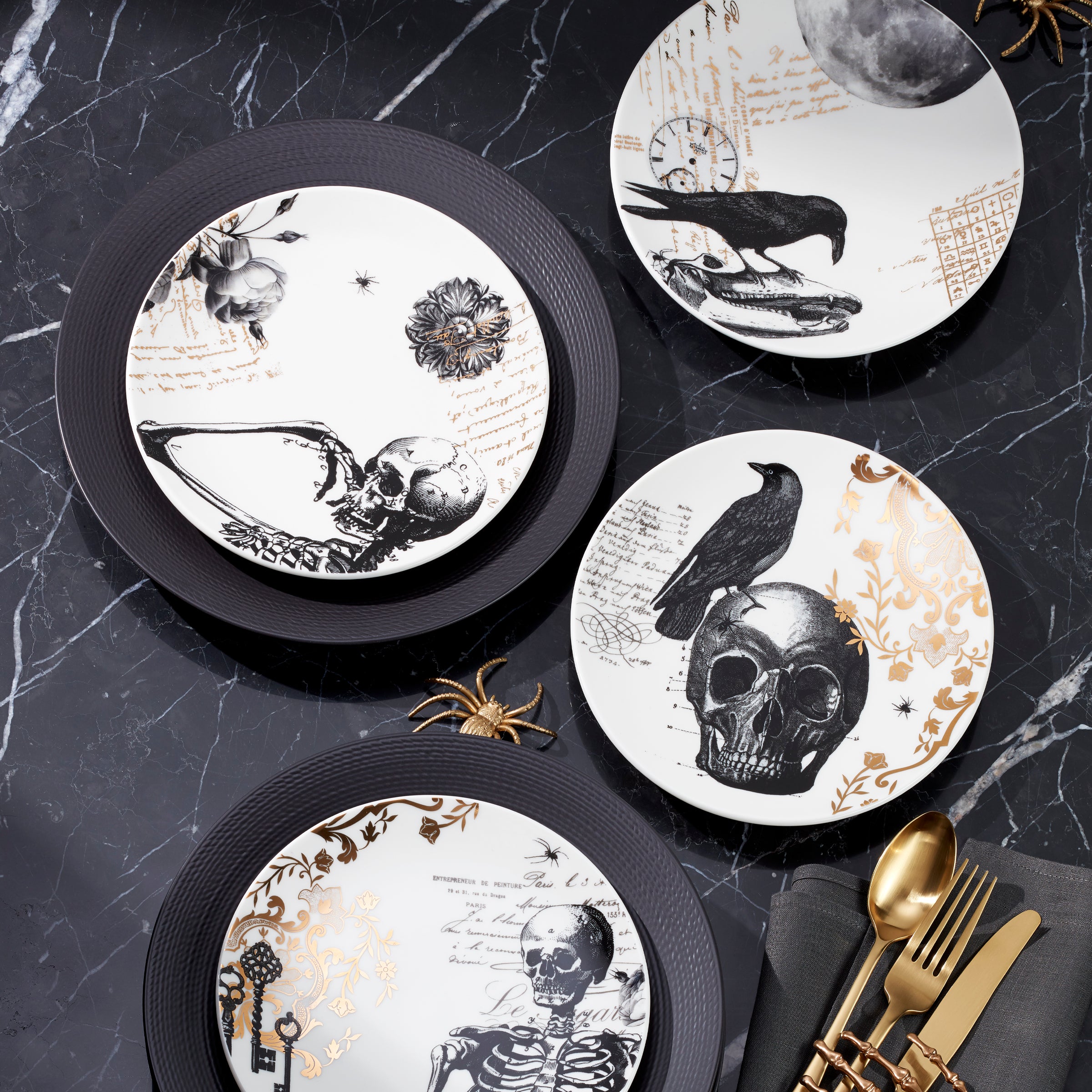 LX Collective Black Dinner Plates, Set of 4