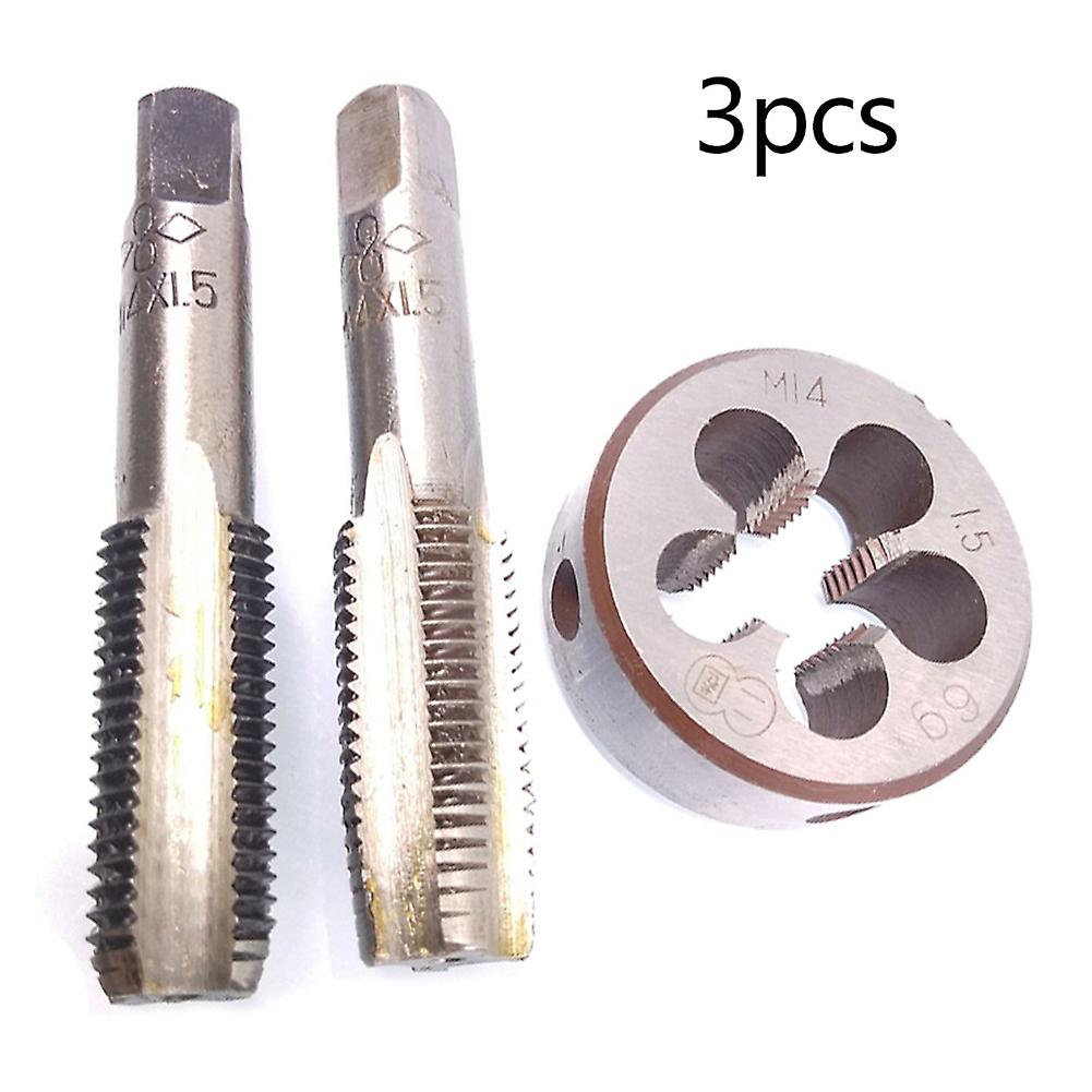 Hss M14 X 1.5mm Taper and Plug Tap and M14 X 1.5mm Die Metric Thread Right Hand 3pcs/set Cnc， Metalworking and Manufacturing Tools