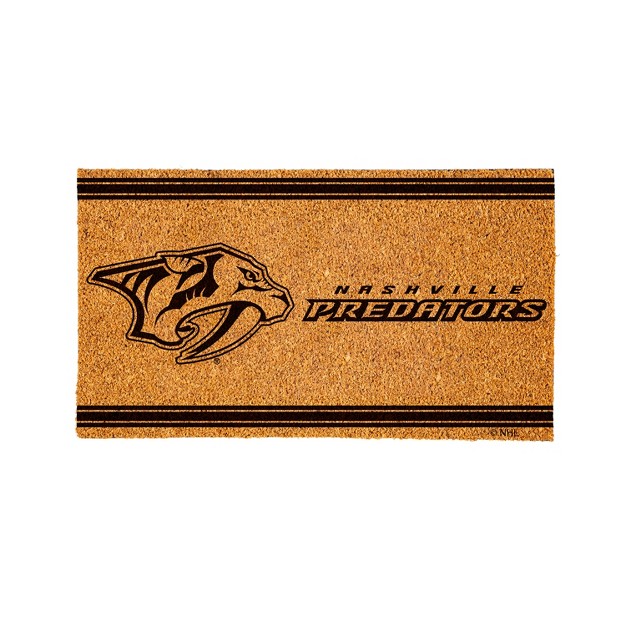 Evergreen Nashville Predators Logo Turf Mat Brown 28 X 16 Inches Indoor Outdoor Doormat