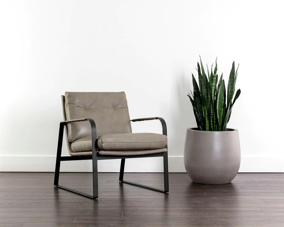 Villette Lounge Chair  Missouri Stone Leather   Contemporary   Indoor Chaise Lounge Chairs   by Virgil Stanis Design  Houzz