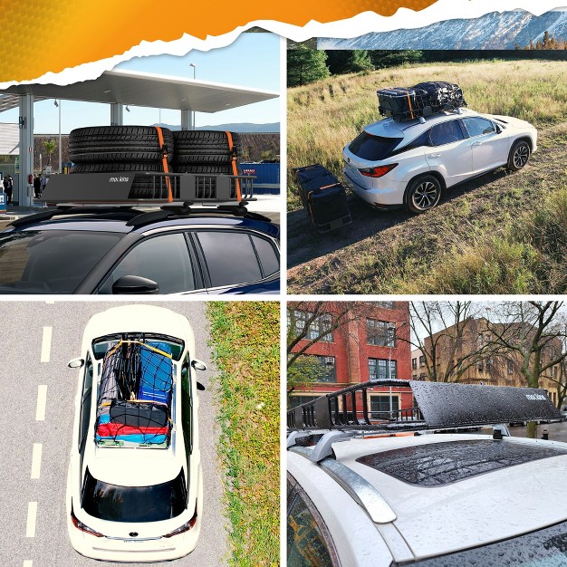 Mockins Extendable Roof Basket Cargo Carrier 43 quot 64 quot l X 39 quot w X 6 quot h Black Steel