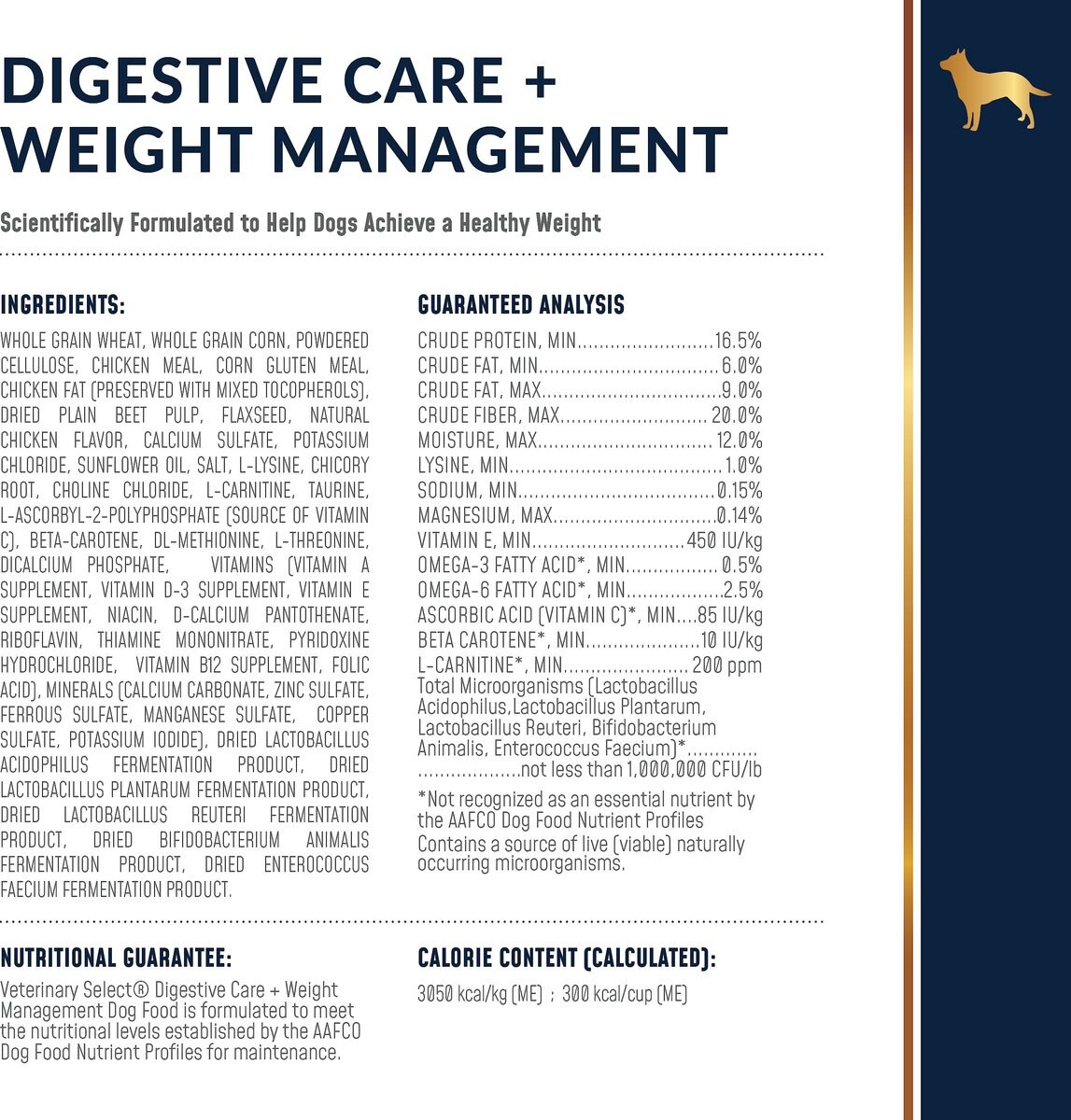 Veterinary Select Digestive Care + Weight Management Dry Dog Food， 8.5-lb bag