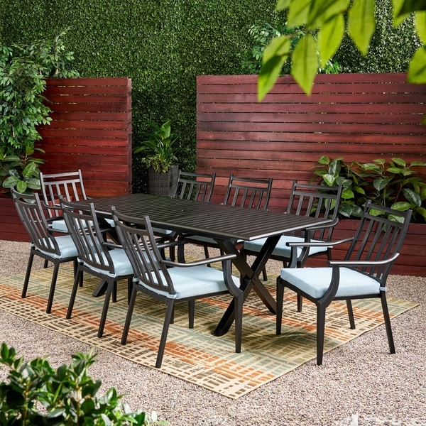 Delmar 9piece Outdoor Dining Set with Expandable Table by Christopher Knight Home