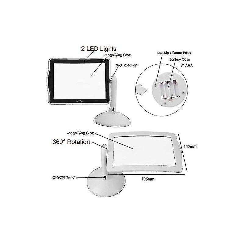 3x Rectangular Magnifying Glass With Led Light， Full Page Magnifying Glass With Light Hands Free A4 Full Page， For Books， Visually Impaired， Elderly