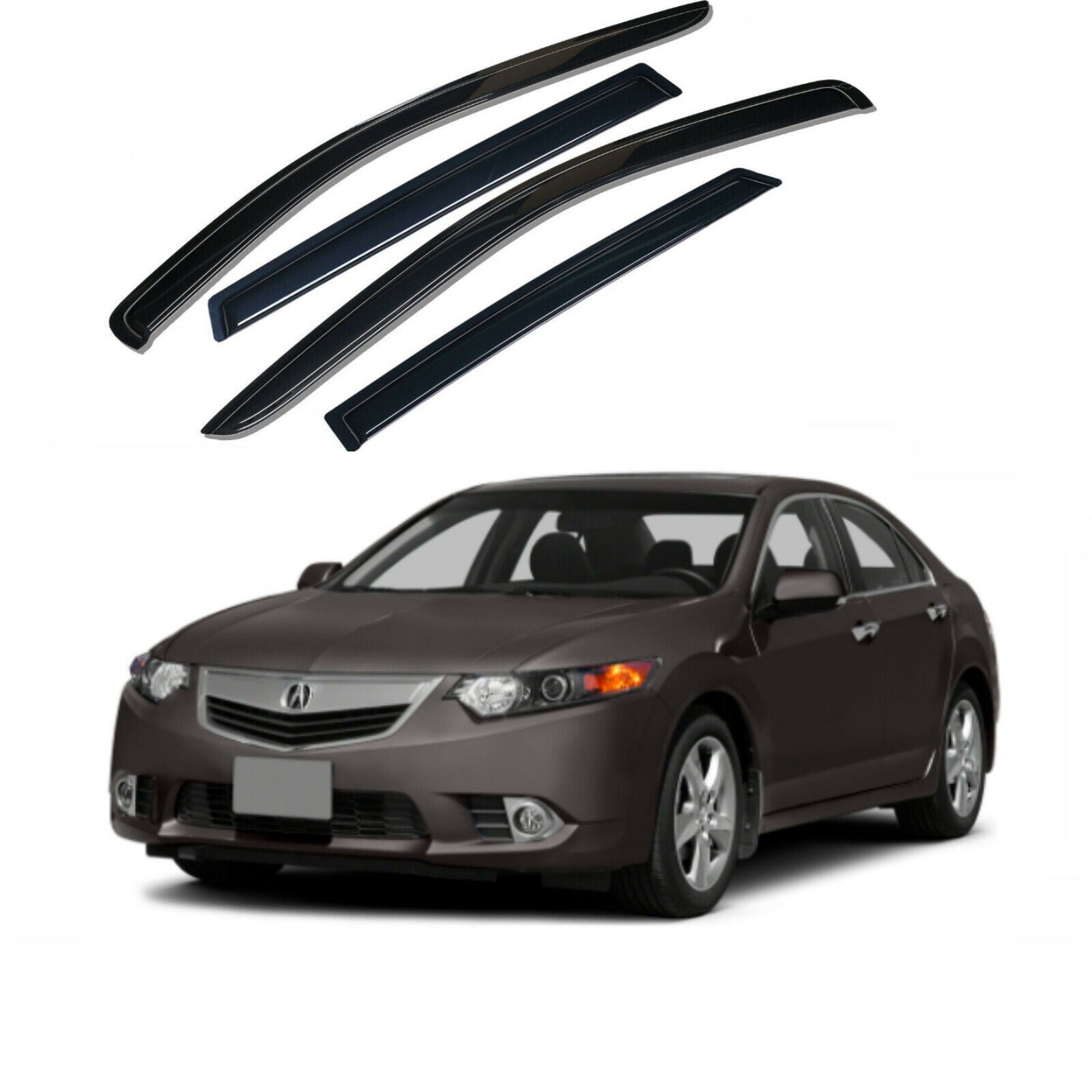 Smoke Side Window Wind Visors Sun Rain Guards Vent Deflectors for 2009 - 2014 TSX Acura