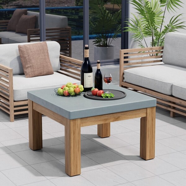 COSIEST Outdoor Solid Wood Square Coffee Table