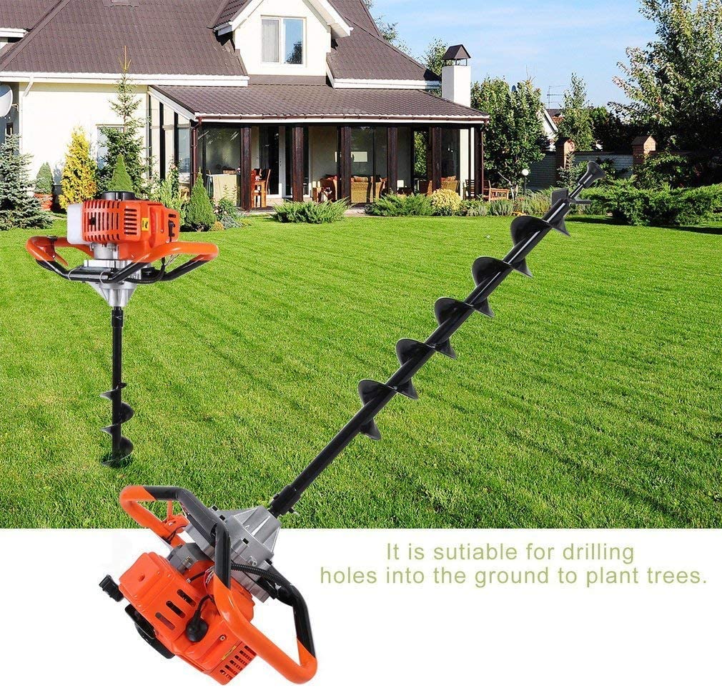 TFCFL 52cc Gas Powered Earth Auger Post Hole Digger Borer Fence Ground Drill 4"/ 6"/ 8" Bits Petrol Auger Set Post Auger