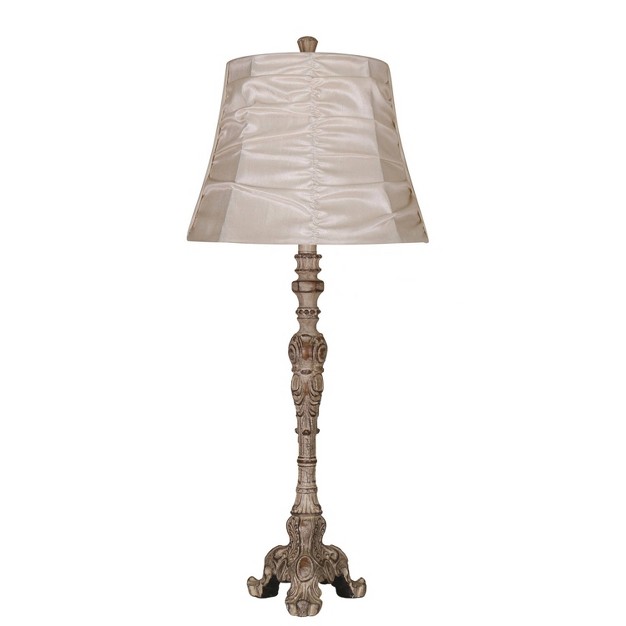 Antique Style Buffet Table Lamp With Ruched Shade Cream Elegant Designs