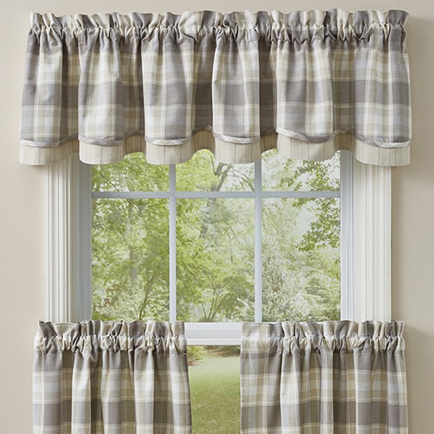 Park Designs Weathered Oak Lined Layered Valance 72 x27 x27 Off white