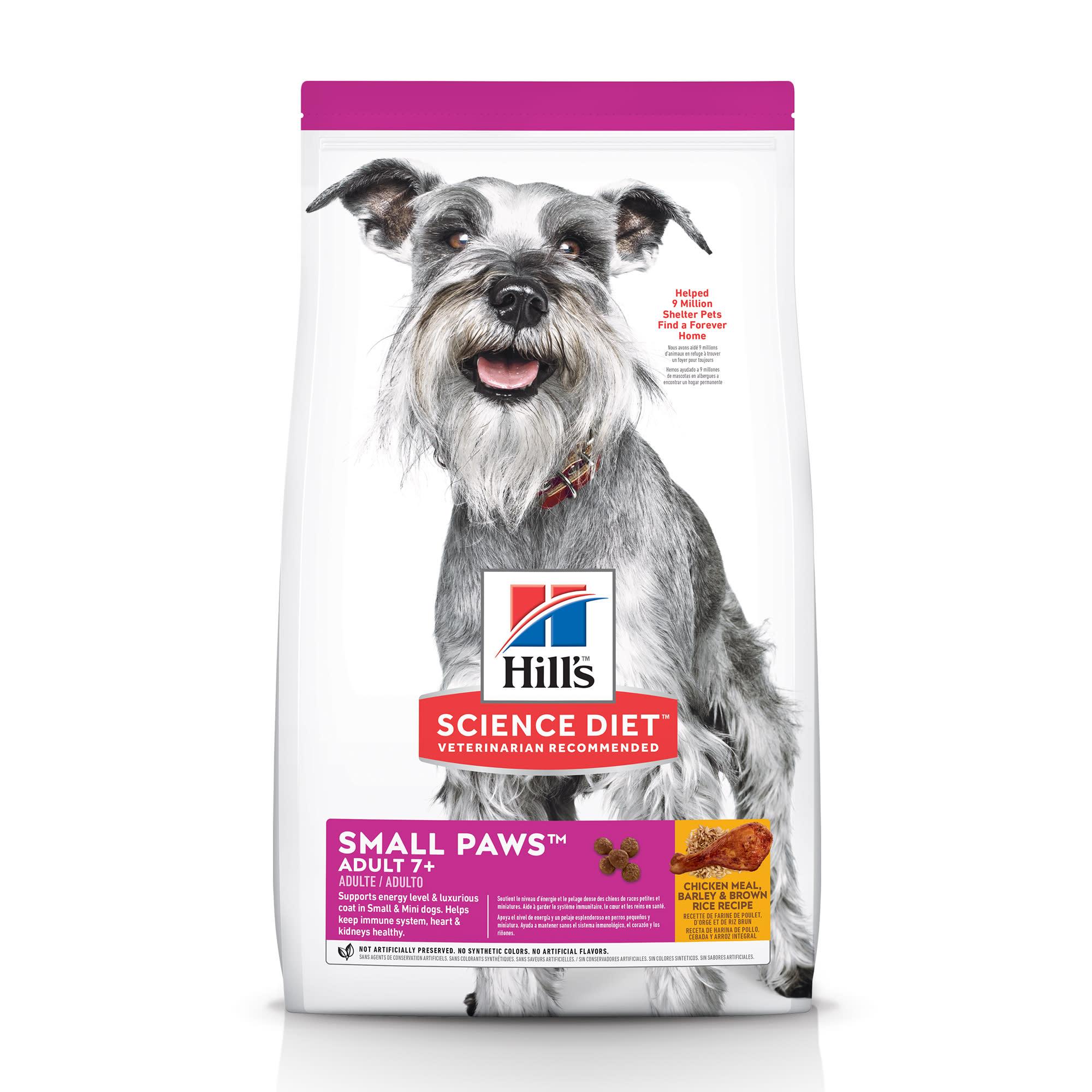 Hills Science Diet Adult 7+ Small Paws Chicken Meal， Barley  Brown Rice Recipe Dry Dog Food， 15.5 lbs.