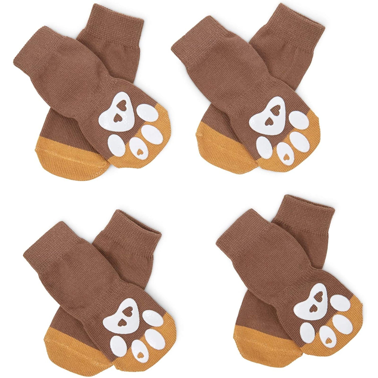 4 Pairs Slip Resistant Dog Socks， Warm Paw Protectors for Dogs， Grippy Doggie Booties for Slippery Hardwood， Linoleum， Tile， Laminate， Marable， and Polished and Waxed Floors， 8 Pieces， Medium