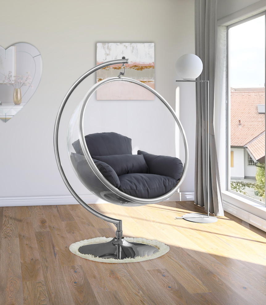 Luna Metal Acrylic Swing Bubble Accent Chair With Stand   Contemporary   Hanging Chairs   by Meridian Furniture  Houzz