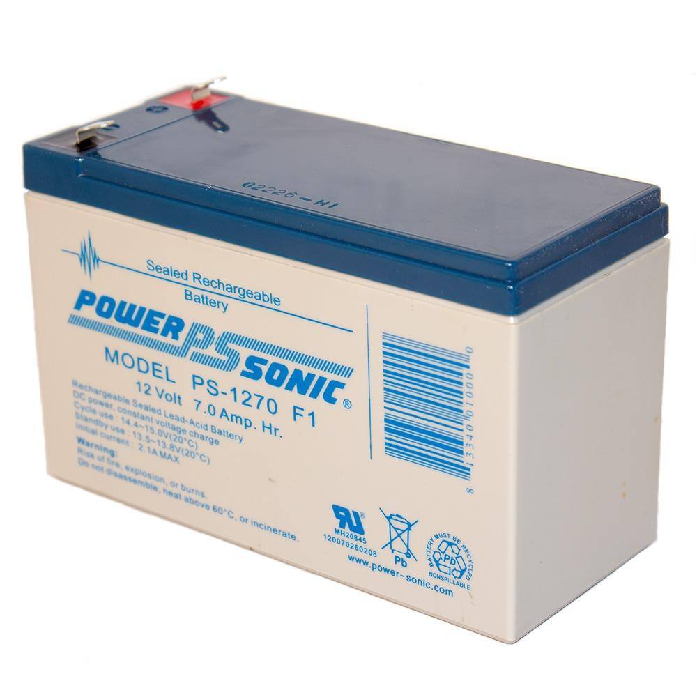 Power-Sonic 12-Volt 7 Ah F1 Terminal Sealed Lead Acid (SLA) Rechargeable Battery PS-1270F1