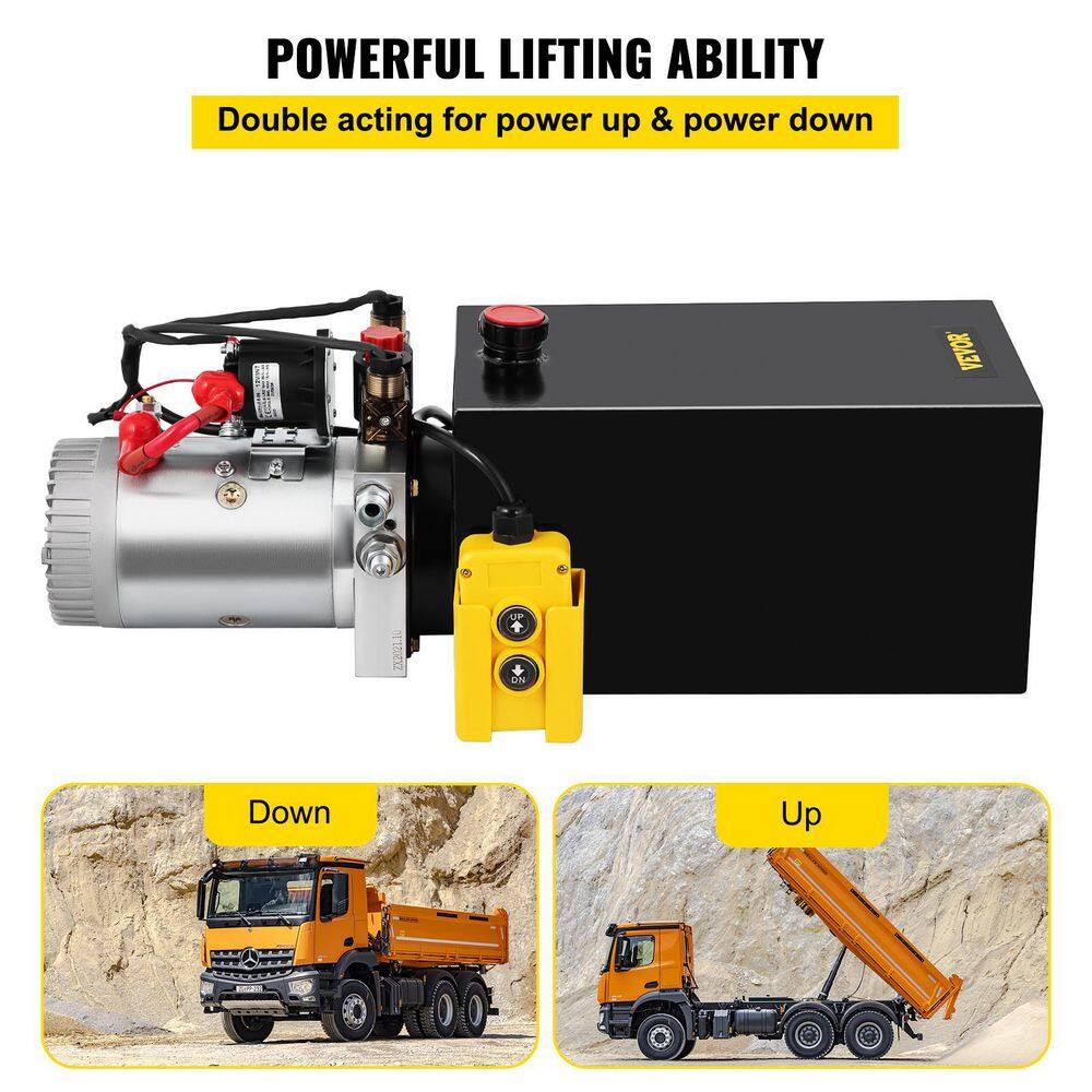 VEVOR 10 qt. Hydraulic Power Unit Hydraulic Pump 3200 PSI Double Acting Power Unit Dump Trailer for Dump Trailer Car Lifting 10LCZYYBTXSZY0001V0