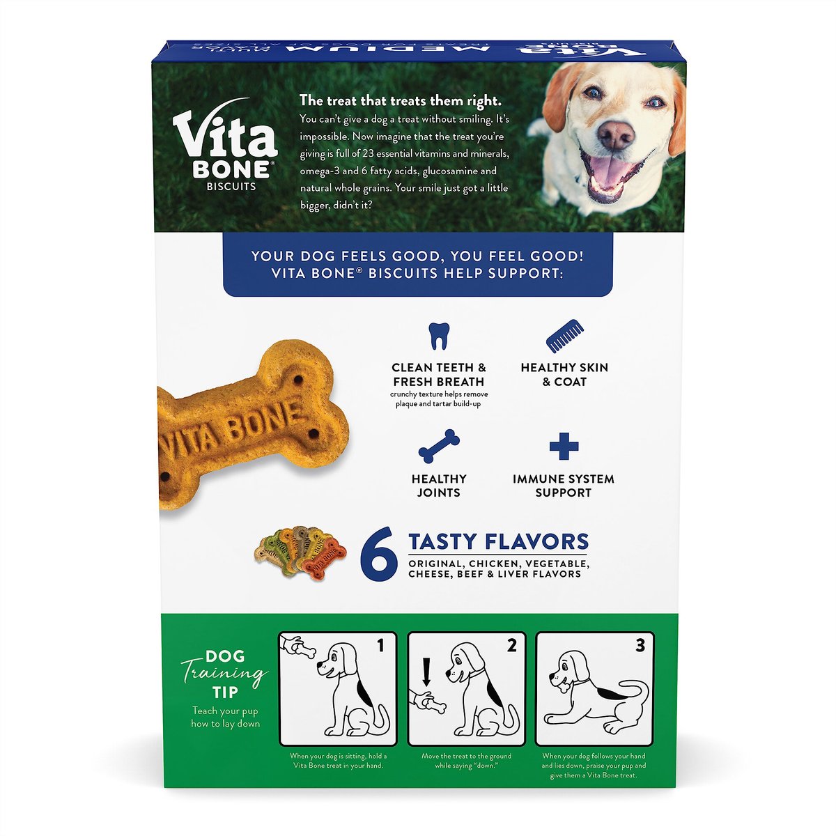 Vita Bone Multi Flavors Crunchy Biscuit Dog Treats， Medium