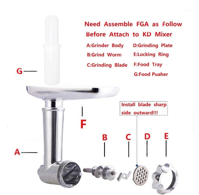 Food Grinder Attachment for KitchenAid Stand Mixer + Sausage Stuffer