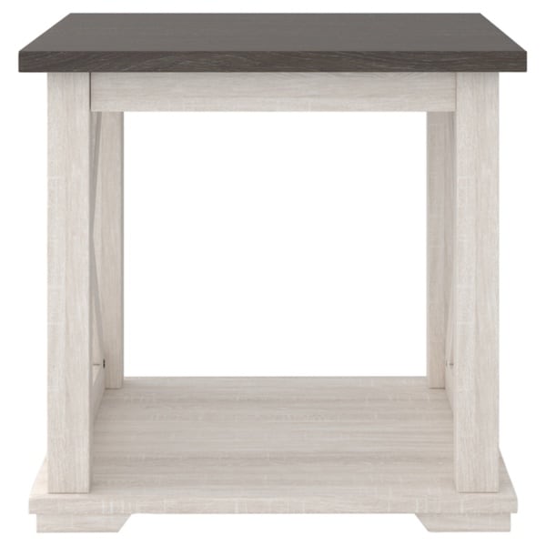 Dorrinson White/Brown Casual Square End Table