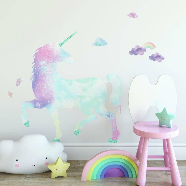 Glitter Galaxy Unicorn Peel And Stick Giant Wall Decal Roommates