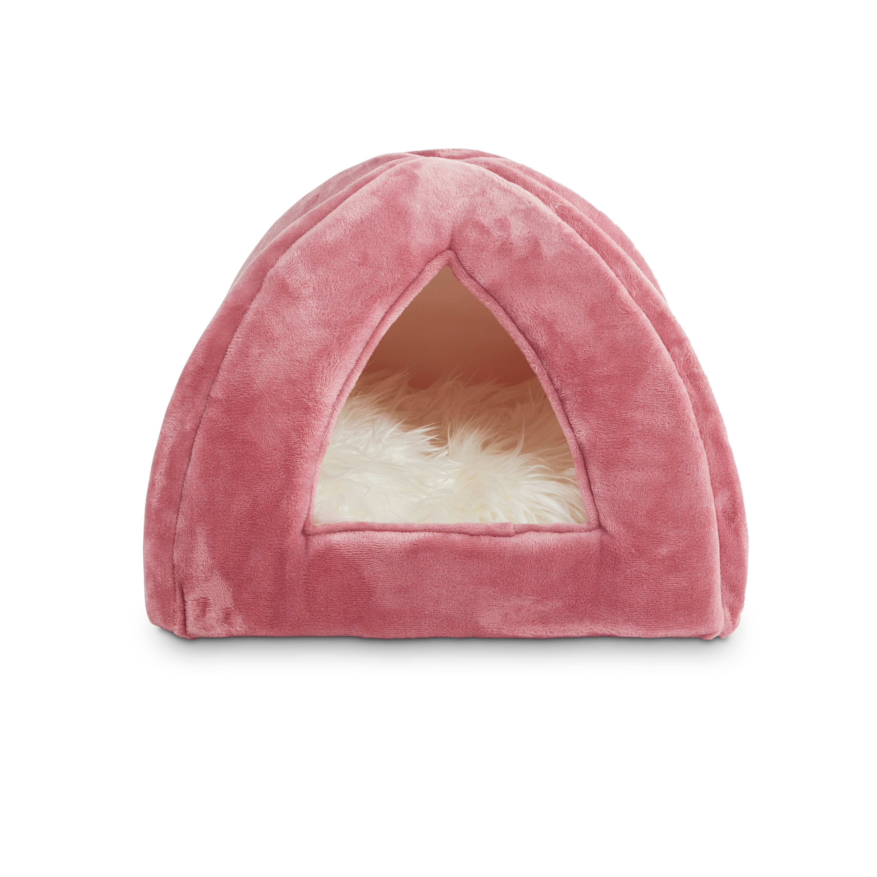 EVERYYAY Essentials Snooze Fest Mauve Igloo Cave Cat Bed， 16