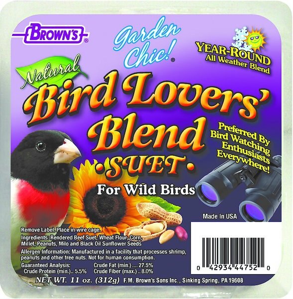 Brown's Garden Chic! Bird Lovers' Blend Suet Cake Wild Bird Food