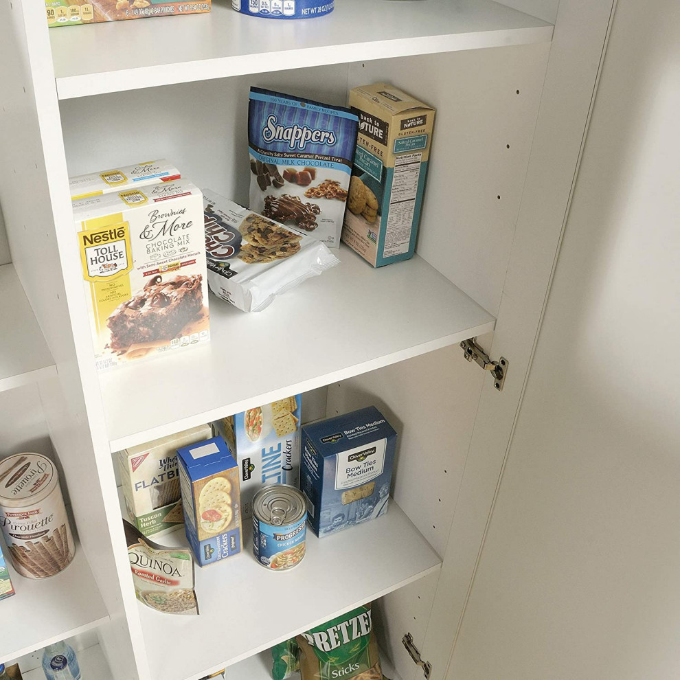 Classic Storage Cabinet  2 Doors With Adjustable Shelves and Fixed Shelf  White   Traditional   Accent Chests And Cabinets   by Decor Love  Houzz