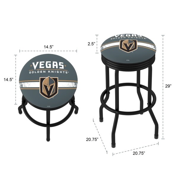 NHL Vegas Golden Knights 360 Degree Swivel Ribbed Barstool with Foam Padded Seat