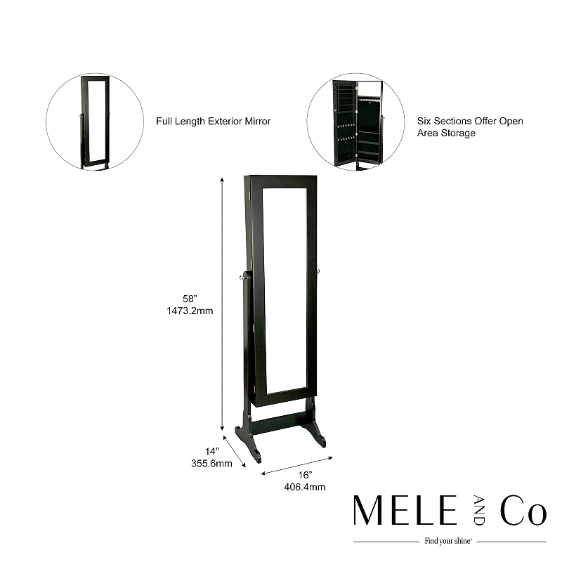 Mele and Co. Victoria Mirrored Wooden Jewelry Armoire