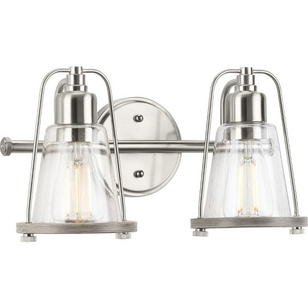 Progress Lighting Conway 2 light Bath Vanity Light Brushed Nickel Clear Seeded Glass Shade