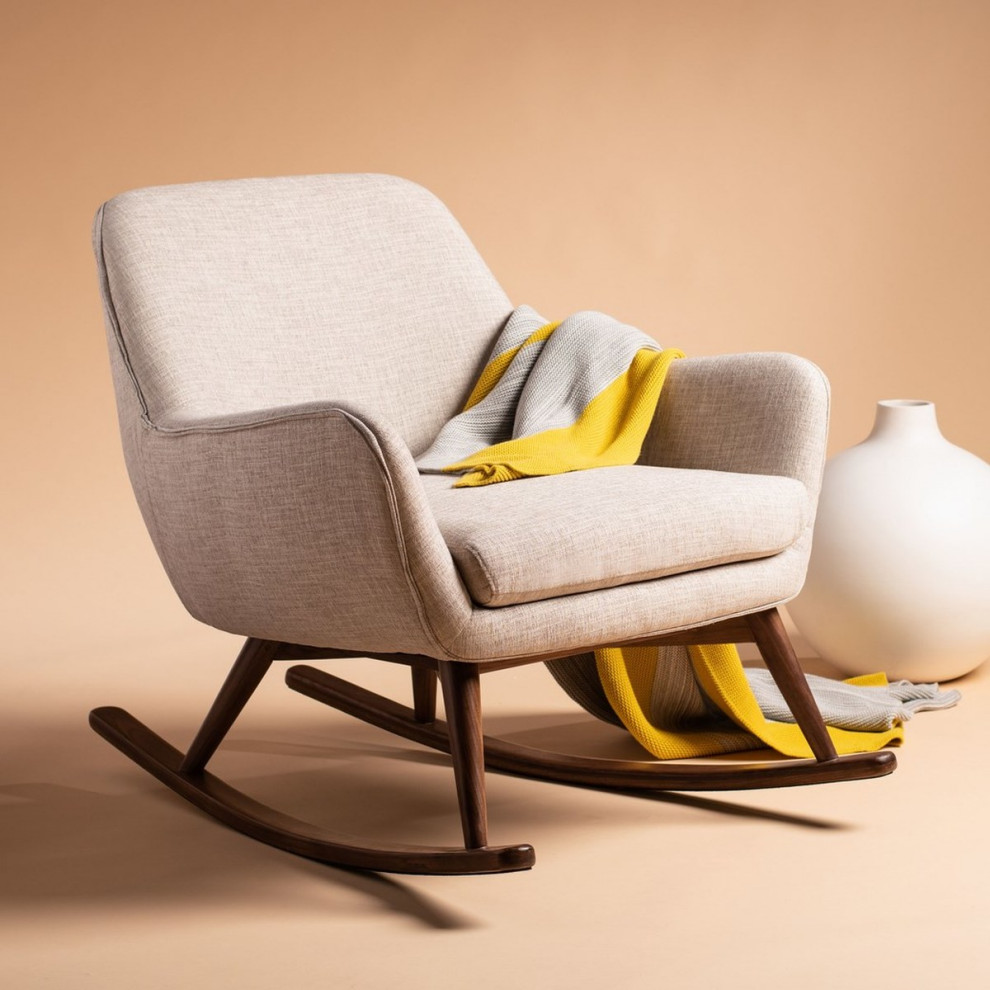 Grazia Mid Century Rocking Chair Oatmeal   Midcentury   Rocking Chairs   by Peachtree Fine Furniture  Houzz