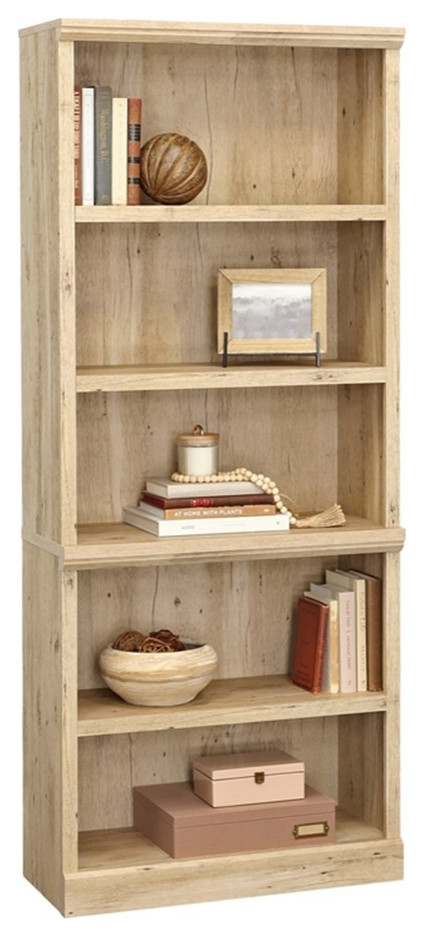 Sauder Aspen Post Engineered Wood 5 Shelf Bookcase in Prime Oak   Transitional   Bookcases   by Homesquare  Houzz