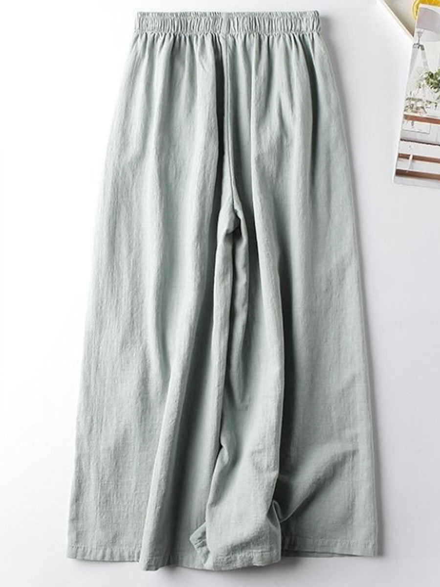 Casual Loose Embroidered Elastic Waist Pants