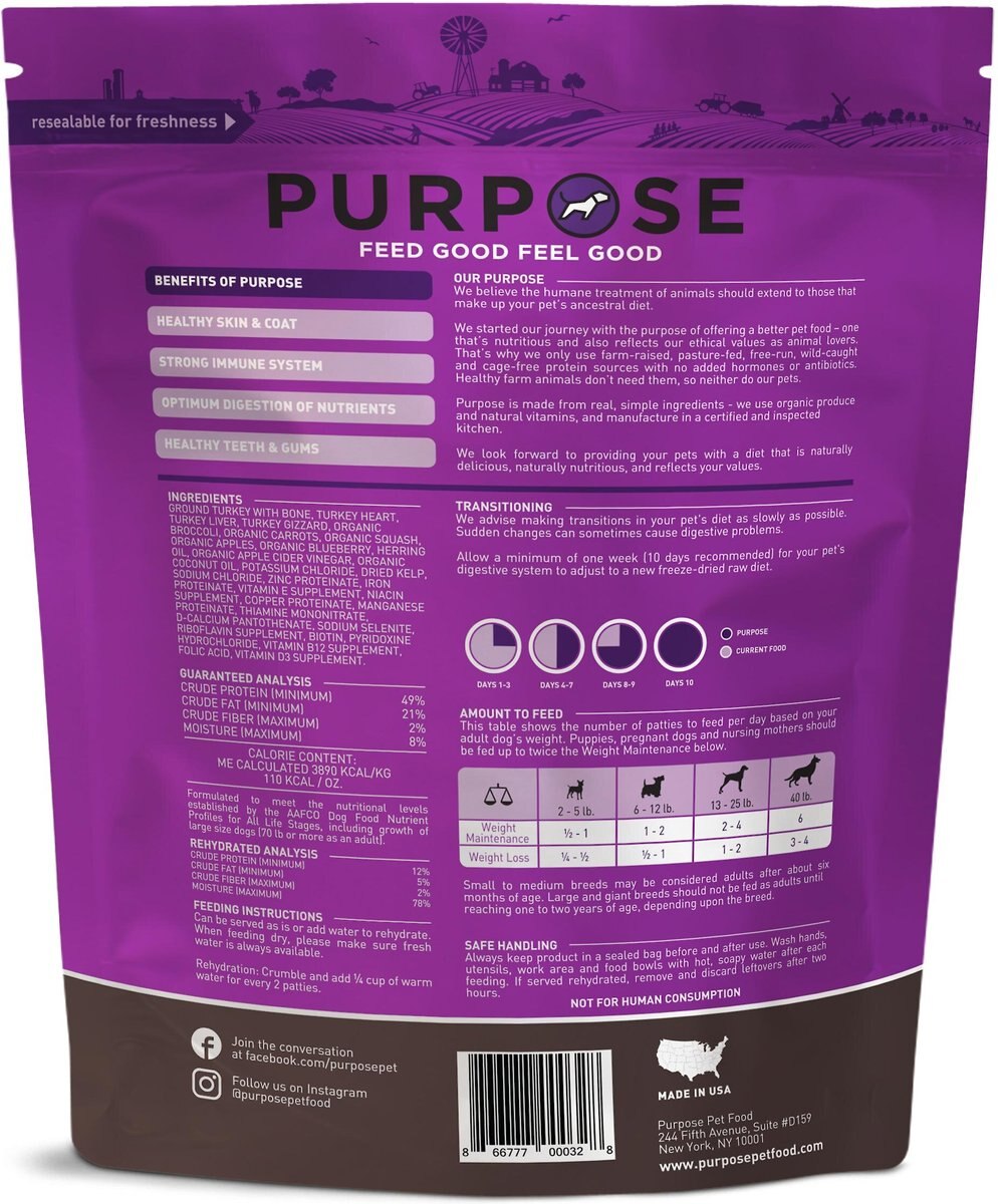 Purpose Turkey and Veggie Grain-Free Freeze-Dried Dog Food