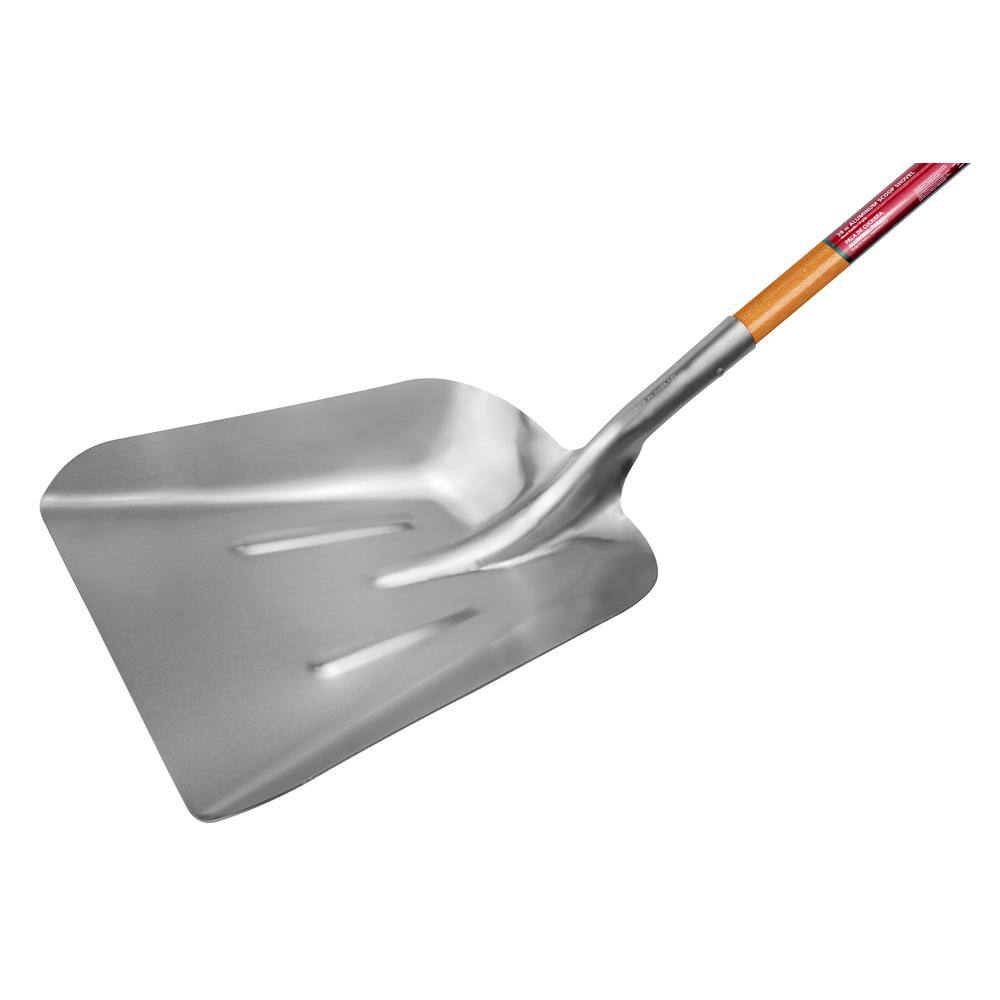Husky 28 in. D-Grip Short Wood Handle Aluminum Scoop Shovel 77531-947