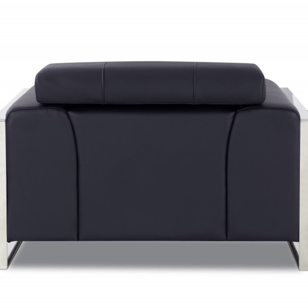 Mod Black Leather and Chrome Deco Accent Chair   Contemporary   Armchairs And Accent Chairs   by HomeRoots  Houzz