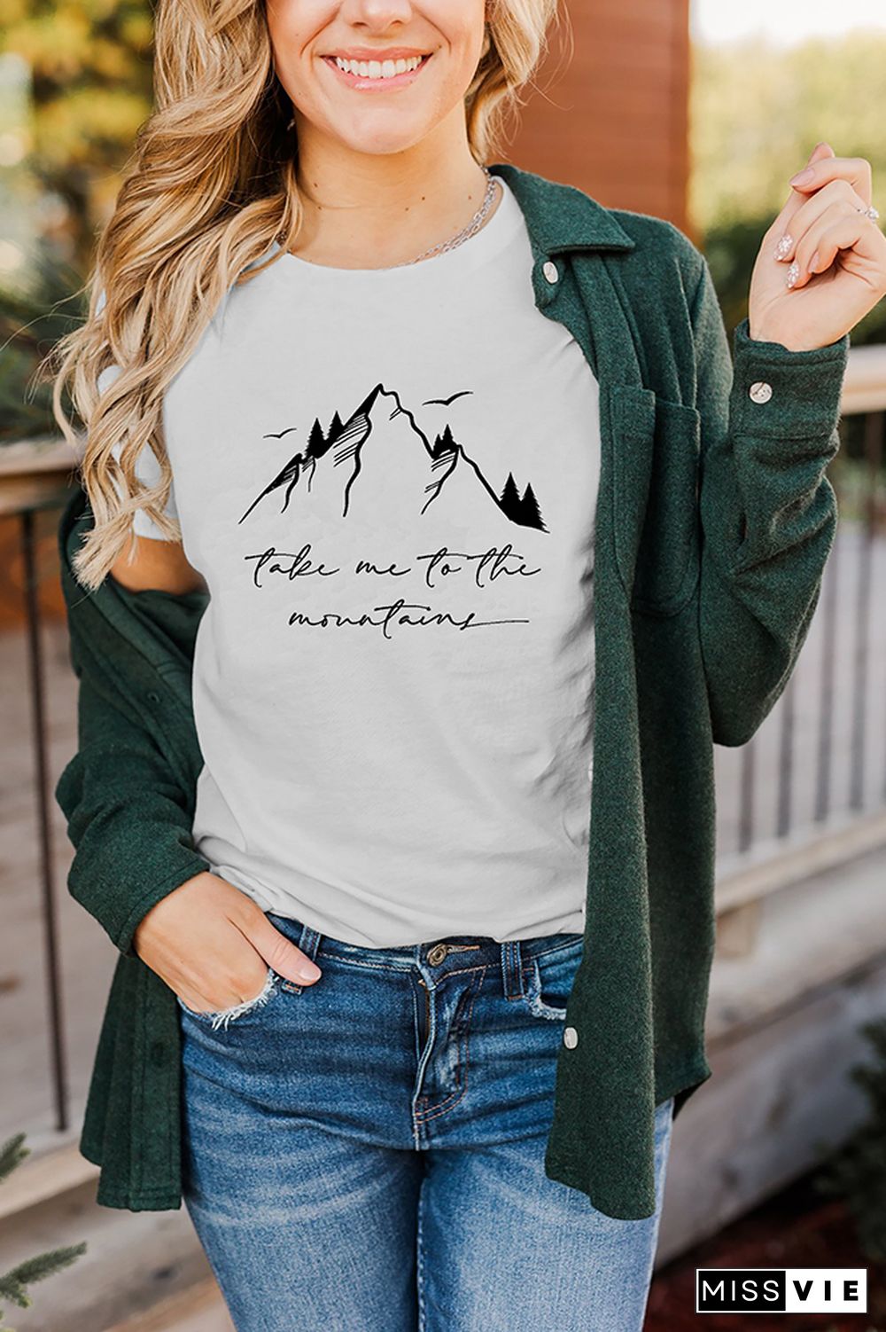 Take Me to the Moutains Graphic Tee Short Sleeve T-shirt Wholesale