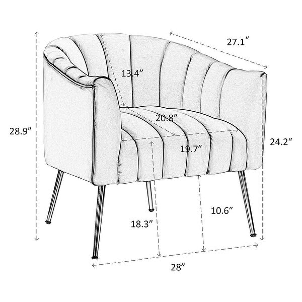 Modern Glam Velvet Accent Living Room Arm Barrel Chair with Golden Metal Legs