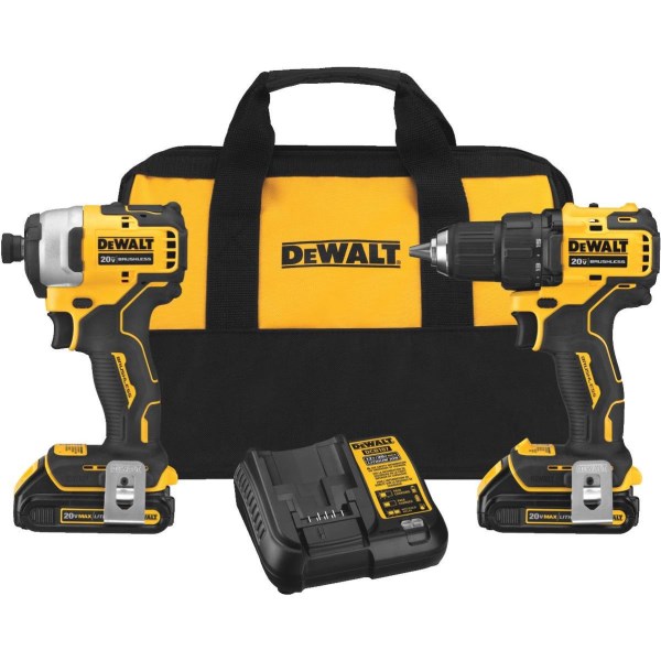 DEWALT 2-Tool Atomic 20 Volt MAX Lithium-Ion Brushless Drill/Driver and Impact Cordless Tool Combo Kit