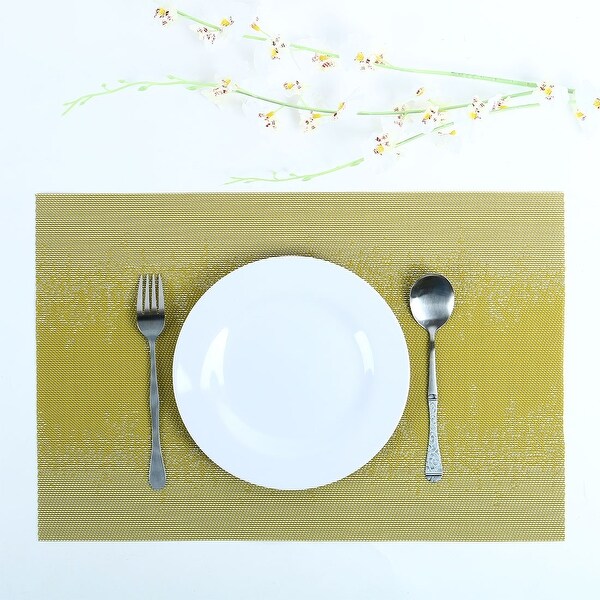 Woven Placemats Set of 6 Heat Resistant Place Mats Anti-slip PVC Square Green