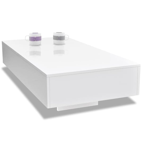 Rectangular Coffee Table High Gloss White Modern Rectangle Living Room Table， Rectangular Tea Table - as picture