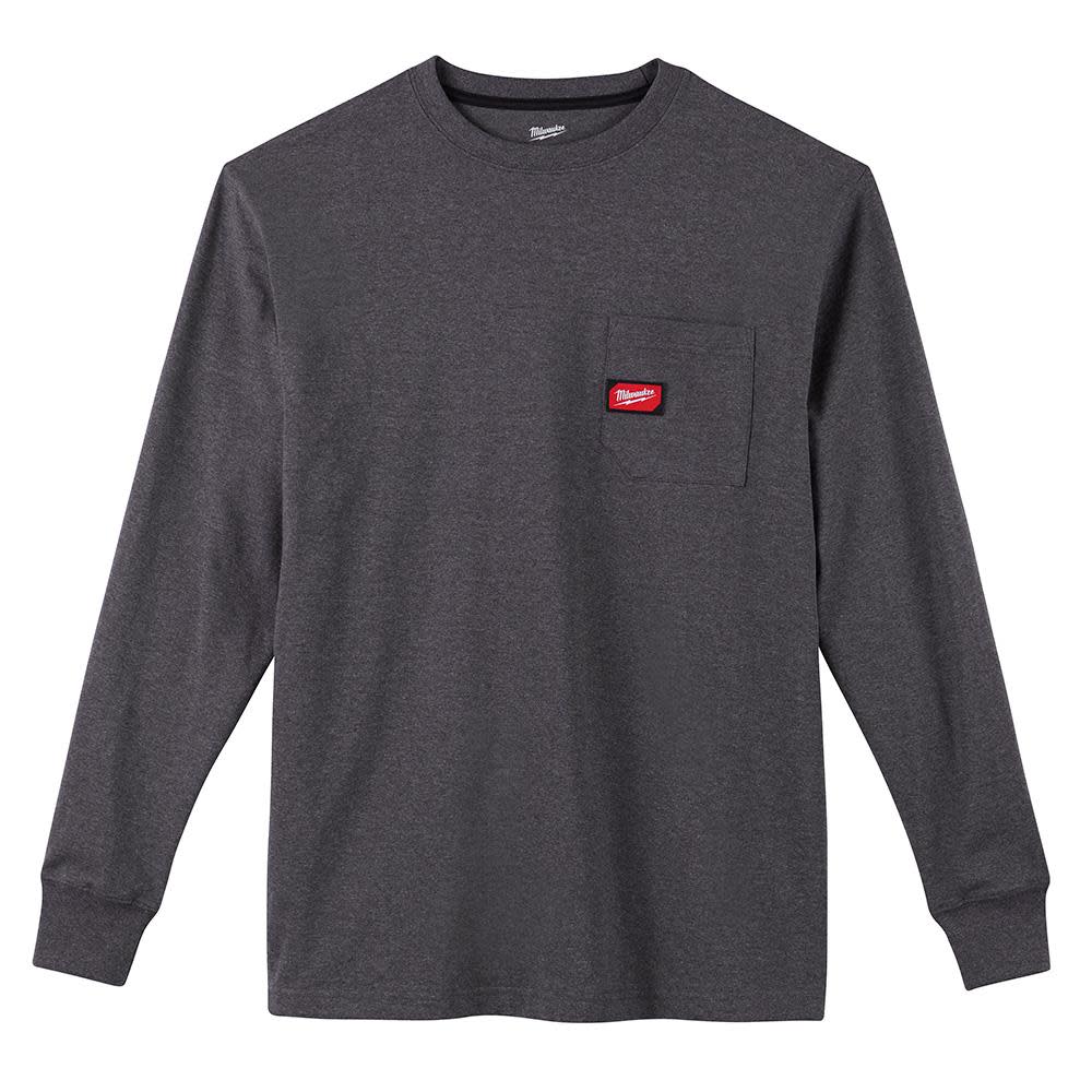 Heavy Duty Gray Pocket Long Sleeve T-Shirt ; 3X