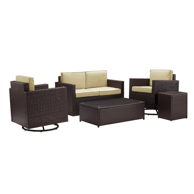 Palm Harbor 5pc Outdoor Wicker Conversation Set Sand Crosley