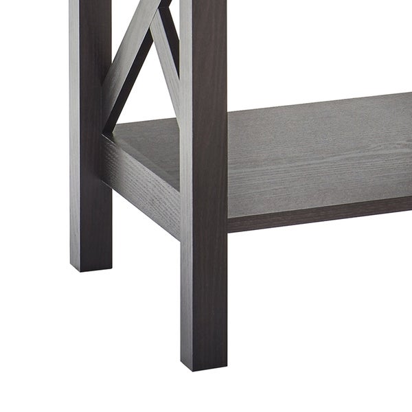 The Gray Barn Xanadu Hill X-frame Two-tier End Table with Shelf