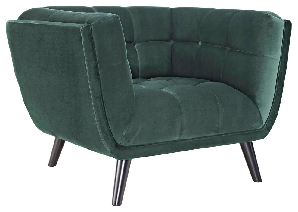 Bestow 2 Piece Velvet Armchair Set  Green   Midcentury   Armchairs And Accent Chairs   by Uber Bazaar  Houzz