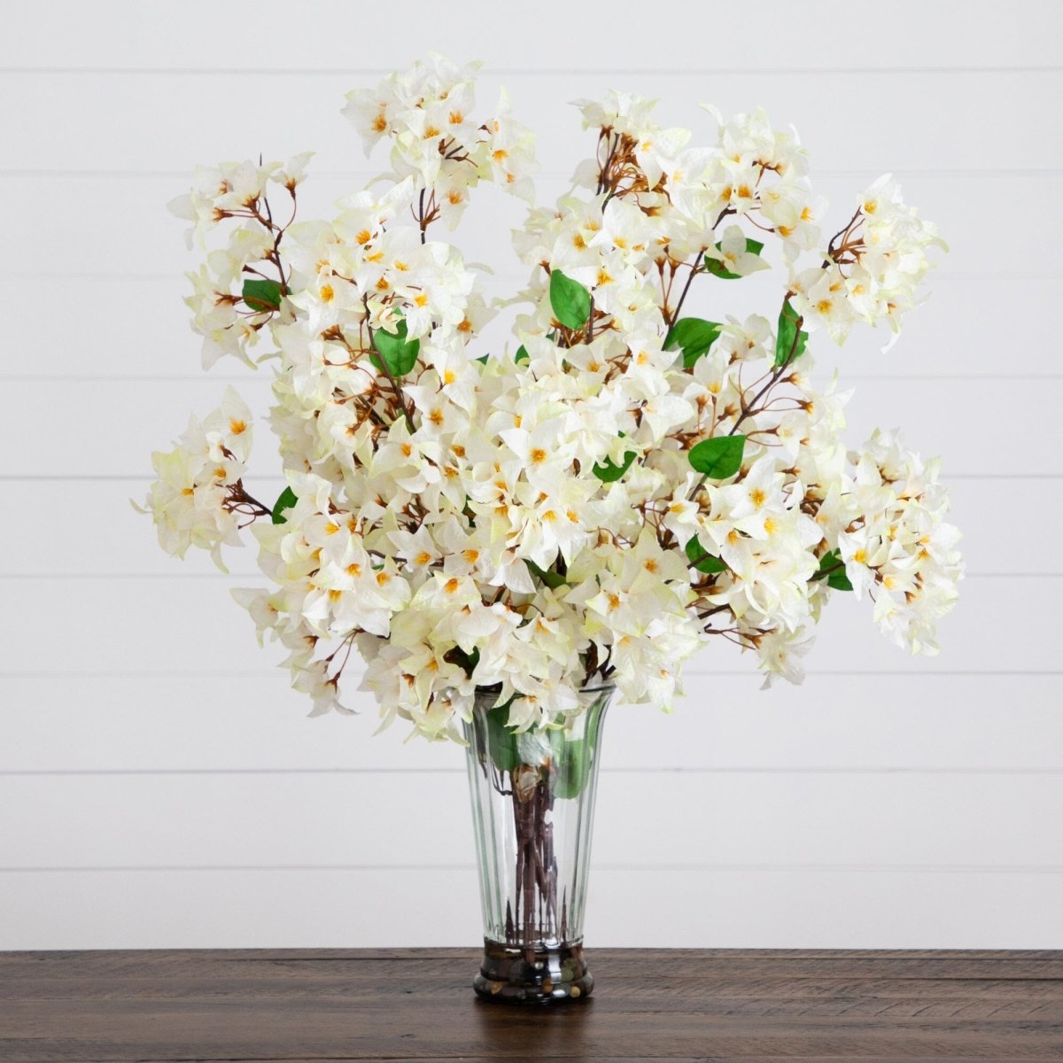 30” Artificial Bougainvillea Arrangement in Glass Vase