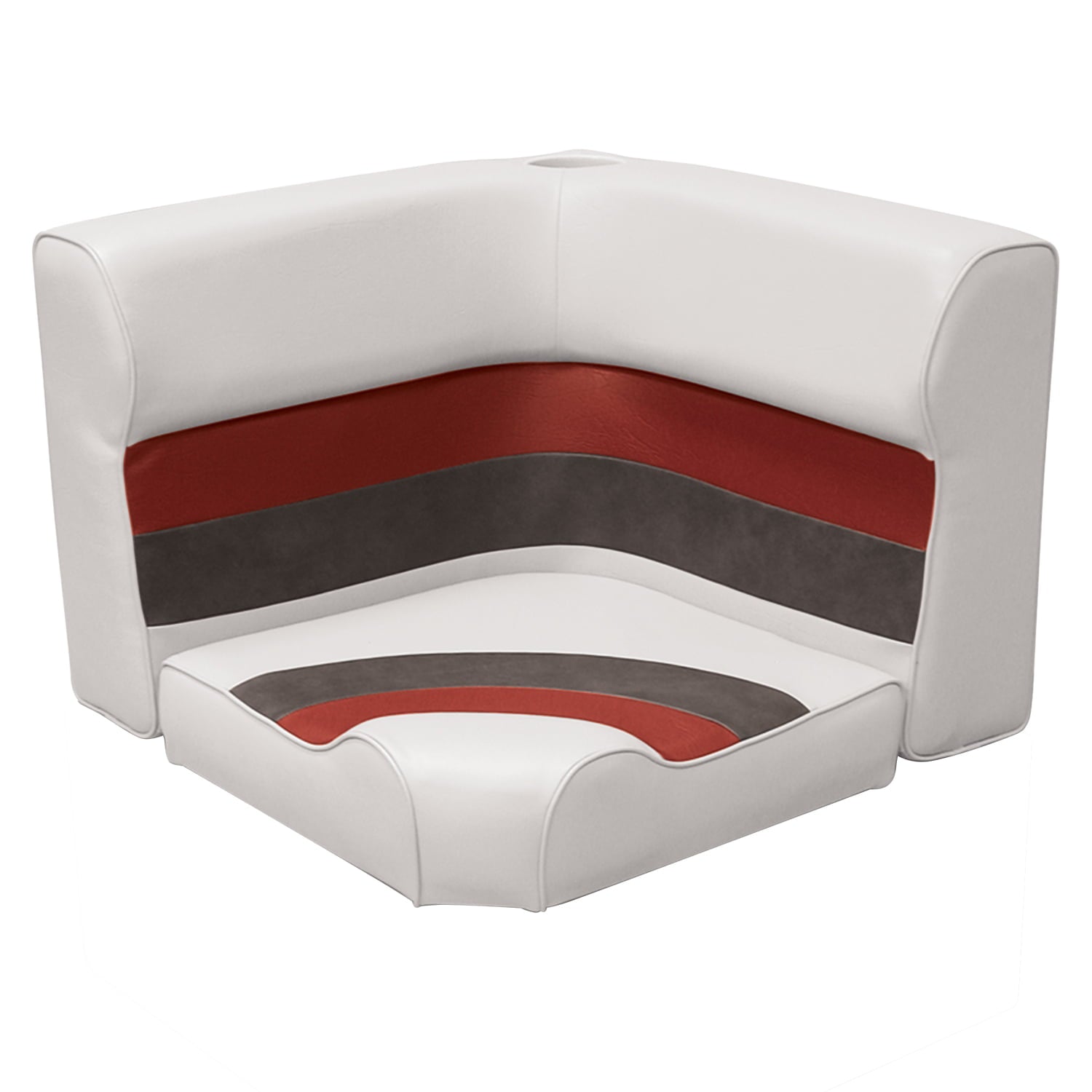 Wise 8WD133-1009 Deluxe Series Pontoon Radius Corner Lounge Seat and Backrest Cushion Set， White/Red/Charcoal