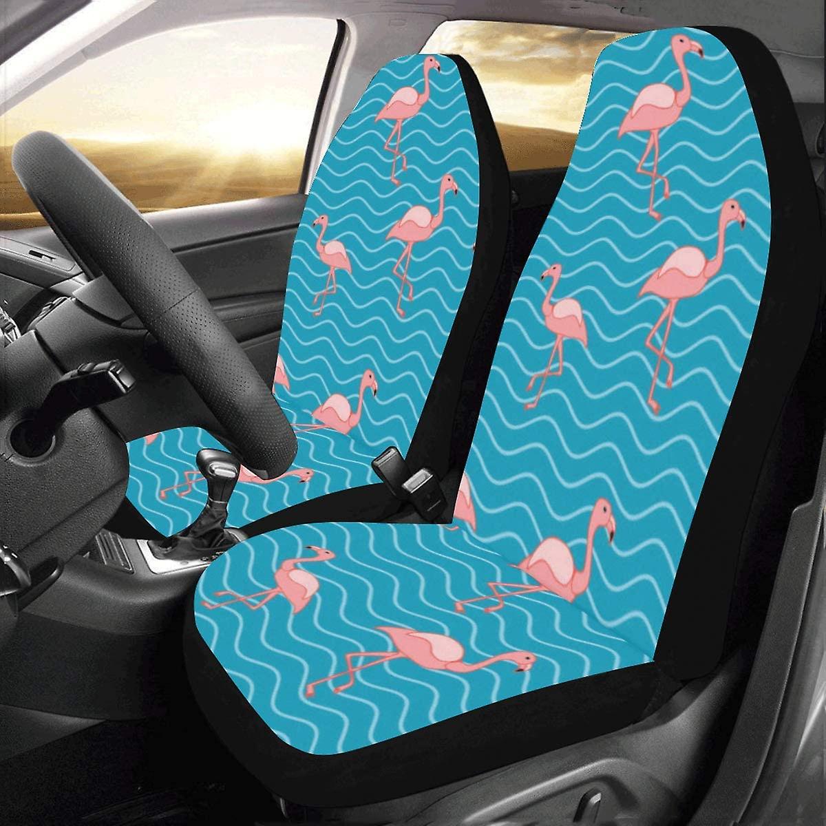 Set Of 2 Car Seat Covers Pink Flamingo Universal Auto Front Seats Protector Fits For Car，suv Sedan，truck D---42500