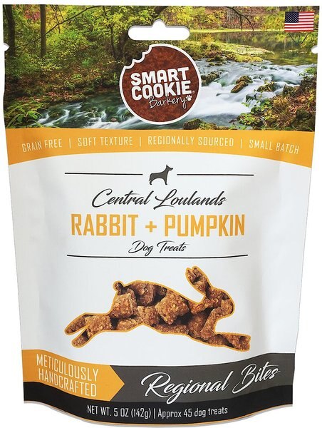 Smart Cookie Barkery Central Lowlands Rabbit and Pumpkin Grain-Free Dog Treats， 5-oz bag