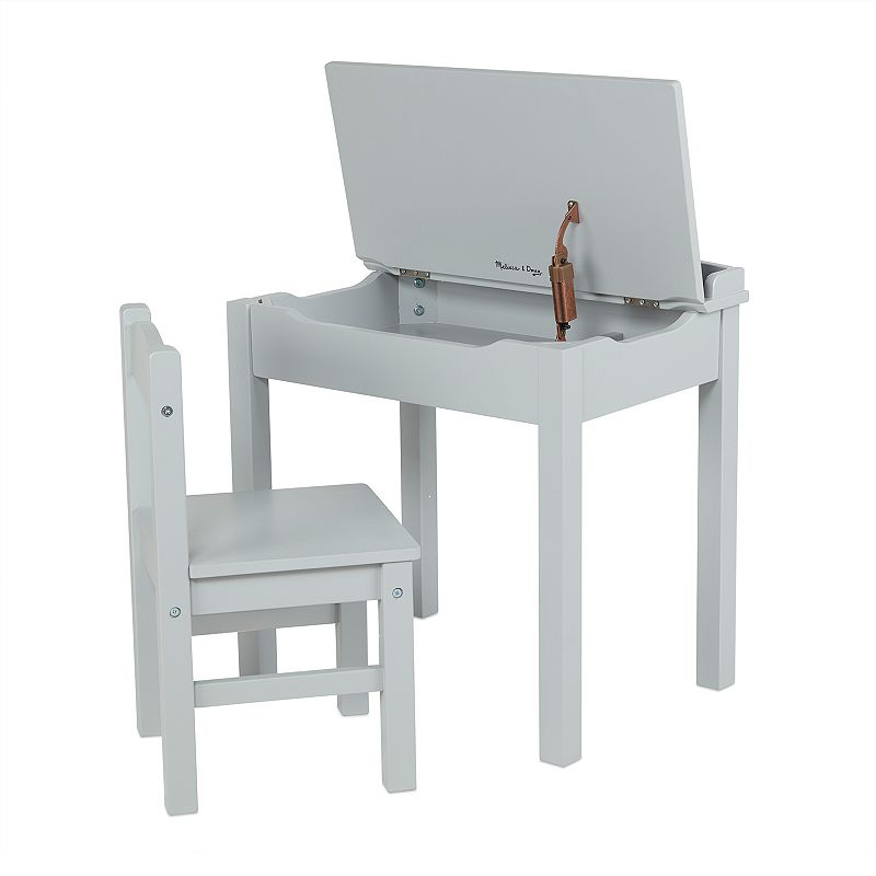 Melissa and Doug Child's Lift-Top Desk and Chair (Kids Furniture， Gray， 2 Pieces)