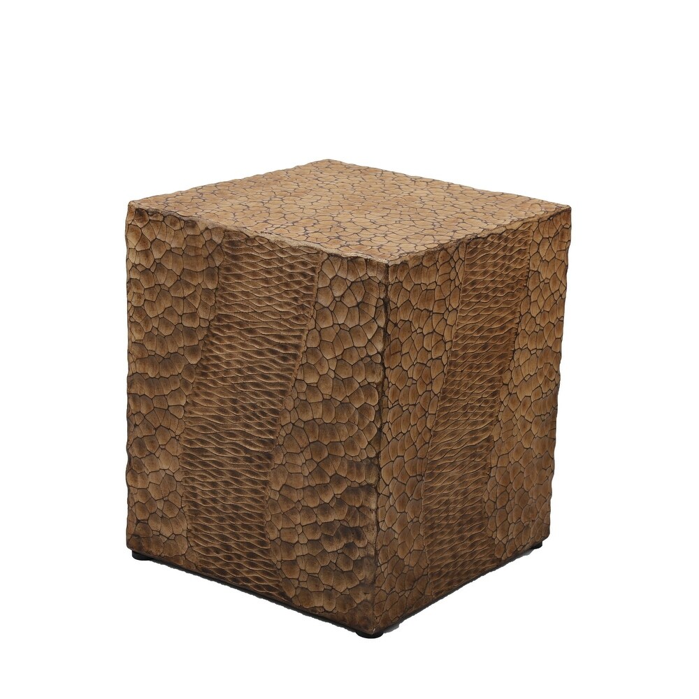 Outdoor Faux Wood Stump Side Table  Square Accent Coffee Table  End Table