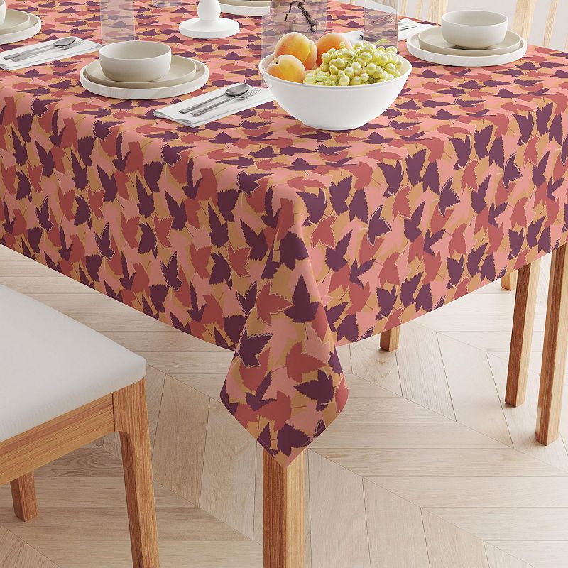 Square Tablecloth， 100% Polyester， 54x54， Fall Season Maple Leaves